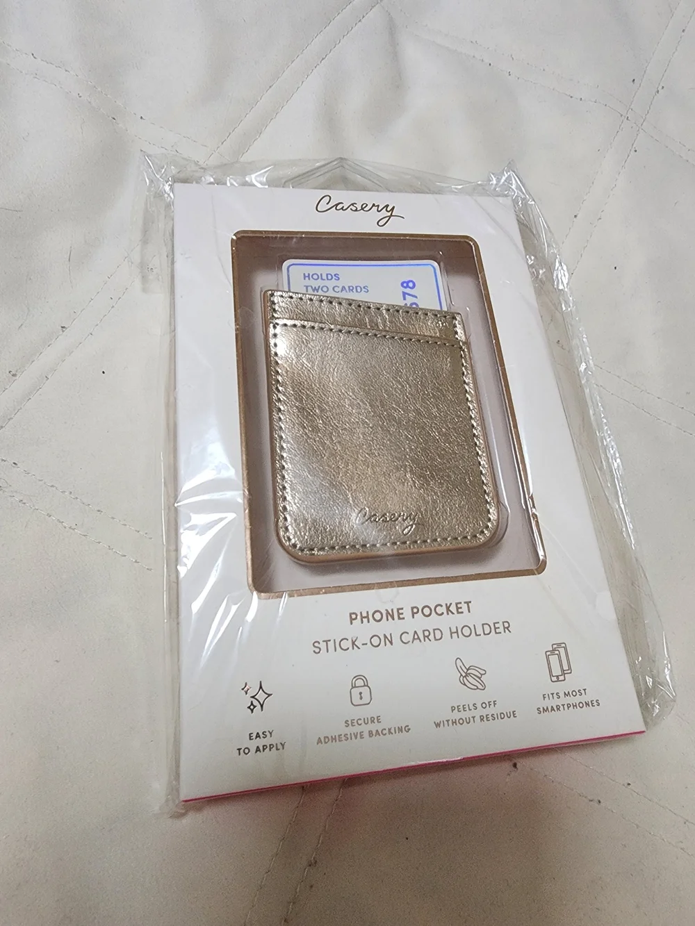 Metallic Gold Stick-On Phone Card Pocket